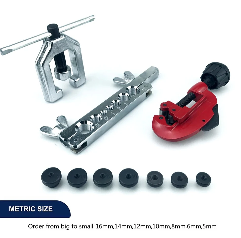 New Double Pipe Flaring Tool Kit, Tube Bender & Repair Set for Aluminium Copper Brass Pipes, Mechanic & Plumber Flares Tool