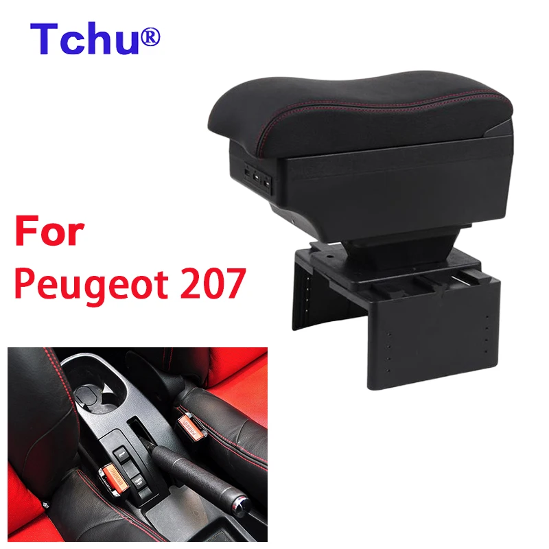 

For peugeot 207 armrest box For peugeot 207 car armrest box Internal modification USB charging Ashtray Car Accessories