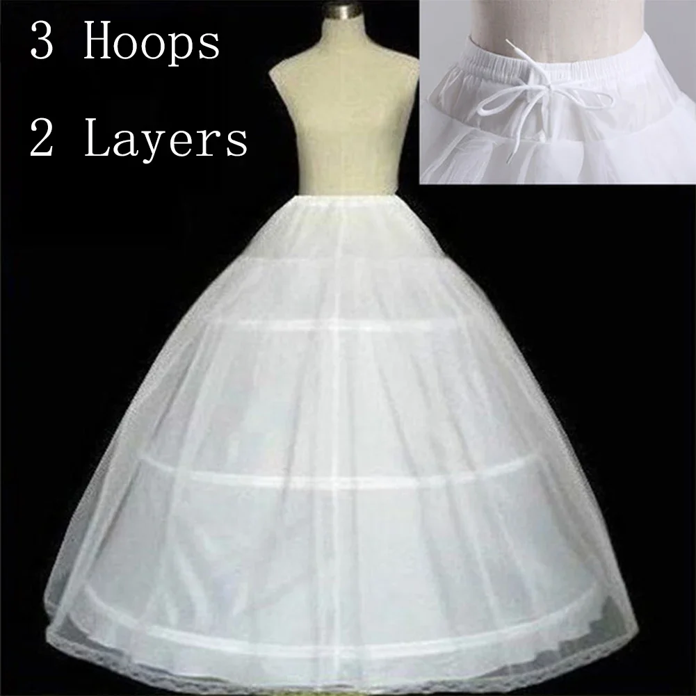 

Hot Sale 50% Off 3 Hoop Ball Gown Bone Full Crinoline Petticoat Wedding Skirt