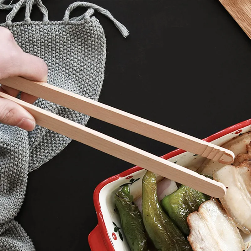 Pinze per pane in bambù da cucina di alta qualità per uso alimentare pinze per pane bacchette 18Cm utensili per morsetti da cucina