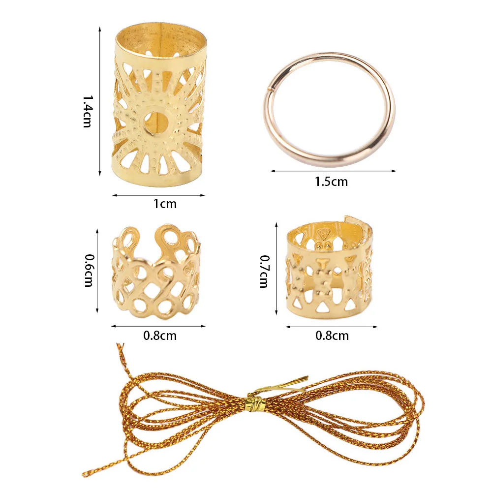 41 قطعة أقفال الرهبة الجوف خارج الشعر الدائري المعادن الكفة كليب الشعر تجديل المجدل الخرز أغطية الرأس الشعر حبل الشعر جديلة أنابيب النساء #1