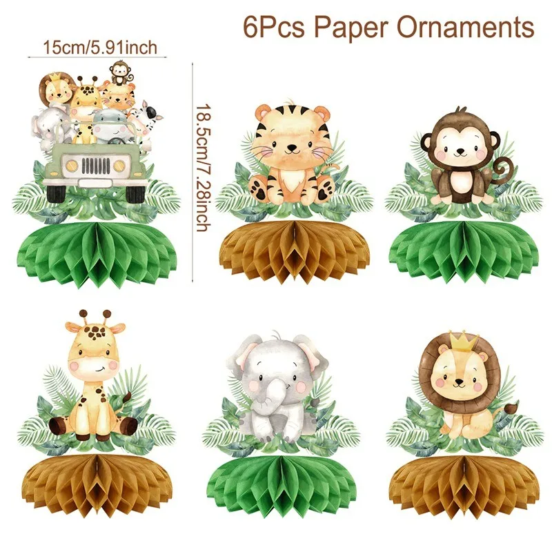 Jungle Dieren Honingraat Desktop Decor Jungle Verjaardagsfeestje Decor Kids Baby Shower 1e Verjaardag Wild Een Safari Feestartikelen