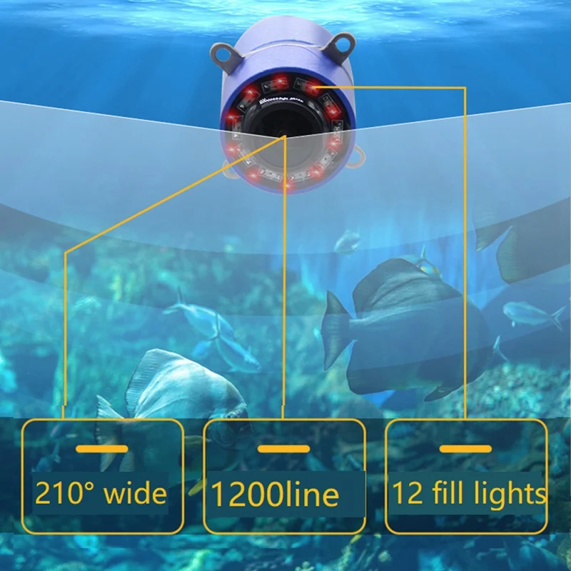 1Set Fish Detector 5 Inch Ips Monitor Vision Fishing Detector Underwater Camera Fish Finder Black Sports & Entertainment