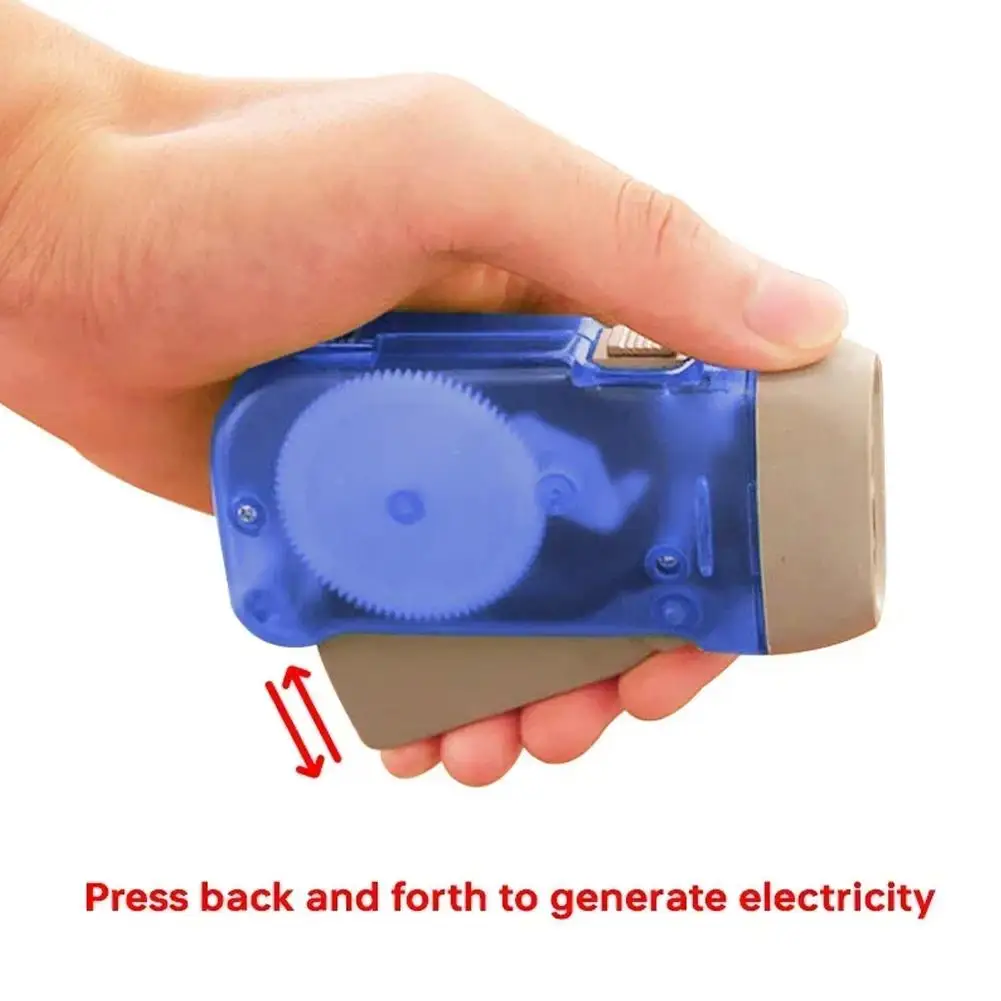 Hand 3 Colors Pressing Dynamo Crank Wind Power Up Flashlight Mini Self Generating Torch LED Camping Lamp Light for Outdoor Home