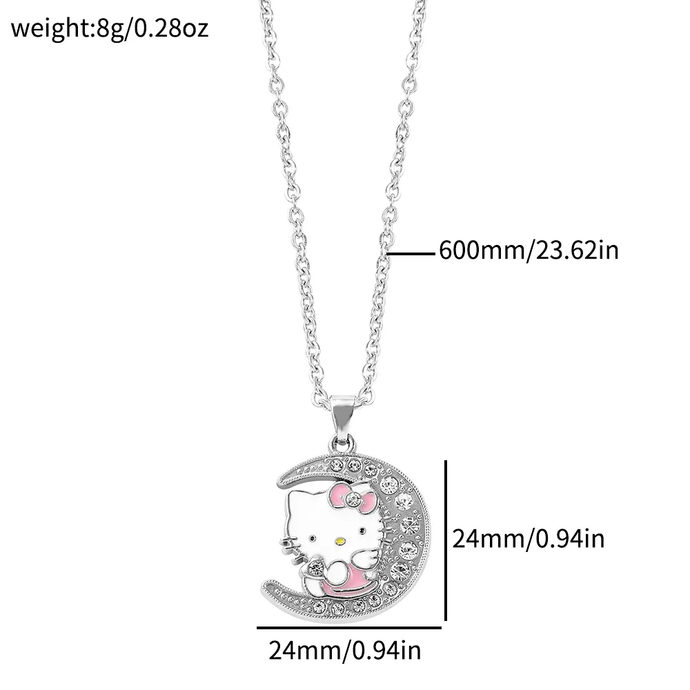 Sanrio series Hello Kitty animation peripherals Moon Cat necklace diamond pendant fashion personalized accessories holiday gifts