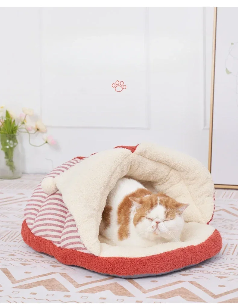 Warm Thickened Cat/Dog Nest for Winter Funny Halloween Clown Design Pet House Comfortable Short Plush Bed for Kitten Puppy