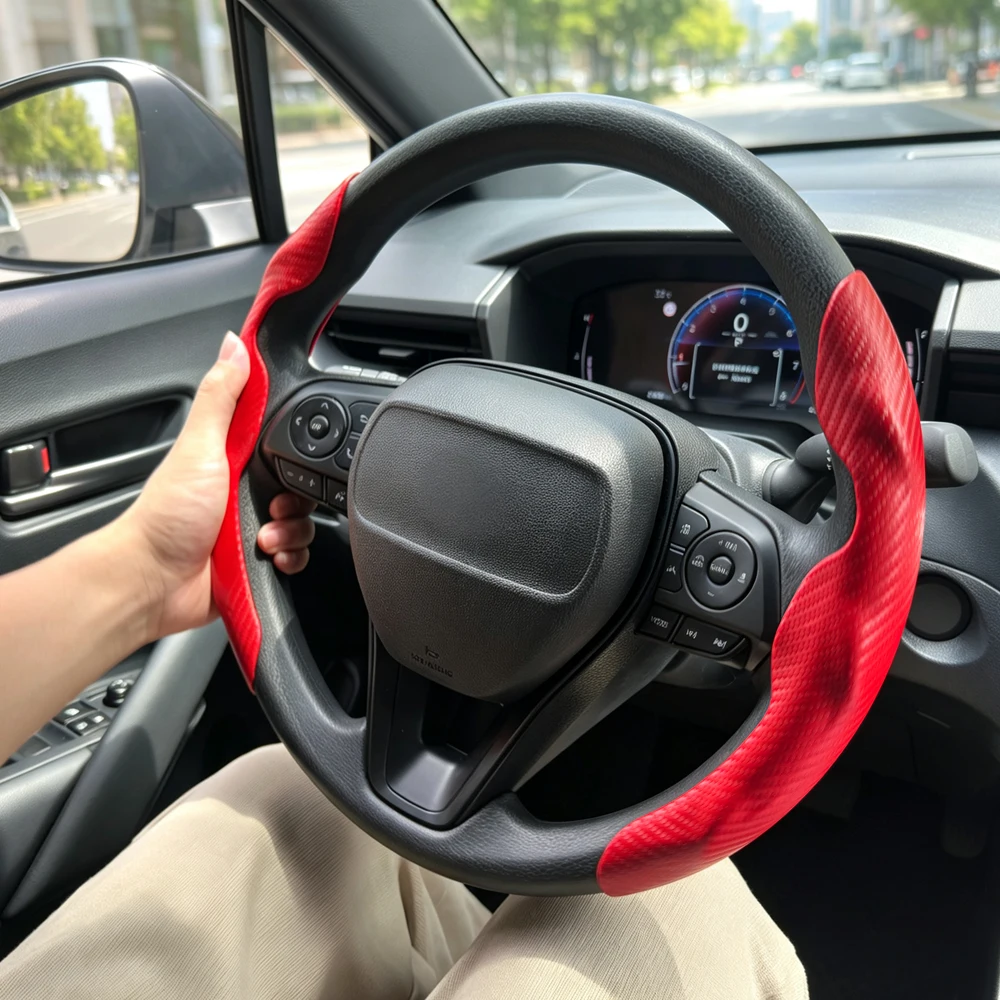 For Tesla Model YL/3/Y Highland Juniper Steering Wheel Cover Carbon Fiber Leather Anti-Fur Sport Steering Wheel Car Accessories