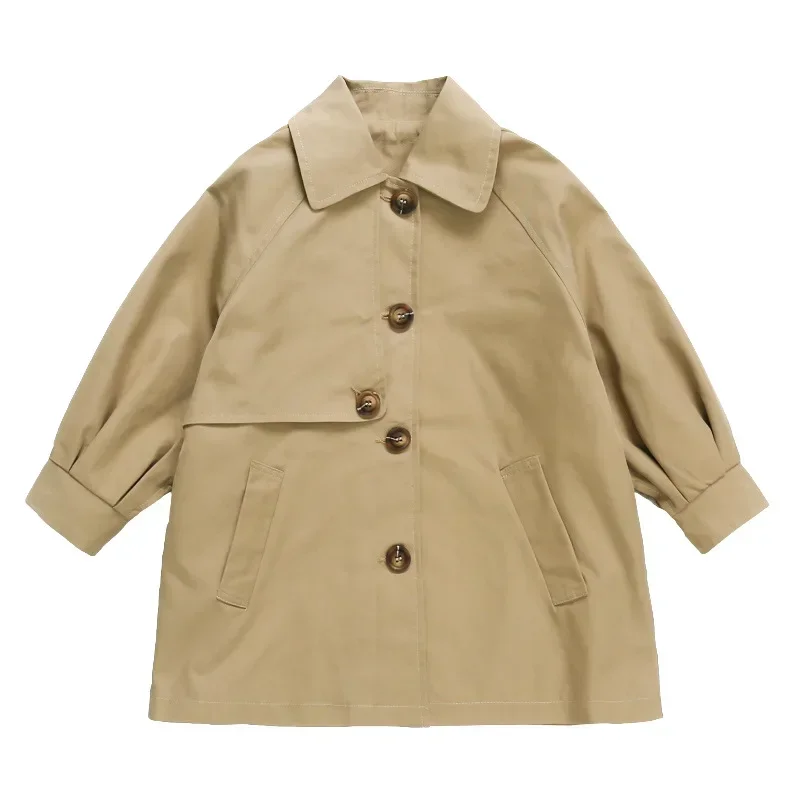 Children's coat spring new cotton in the long solid color trench coat Korean version baby coat top