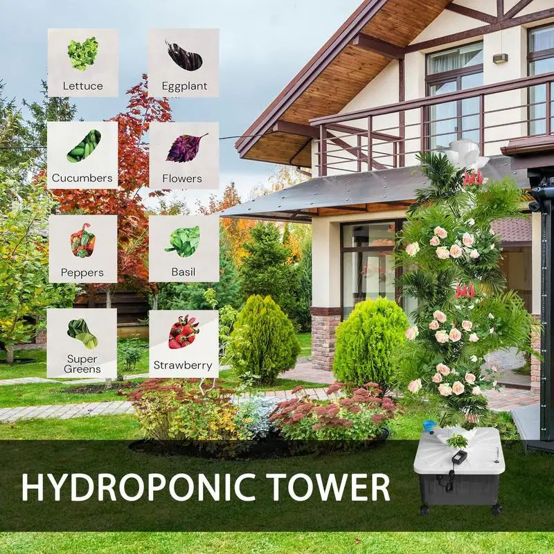 Hydroponic Growing Tower 70 Slots Hydroponic Planter 14-layer Vertical Planter Tower For Indoor Plant Detached Growing House