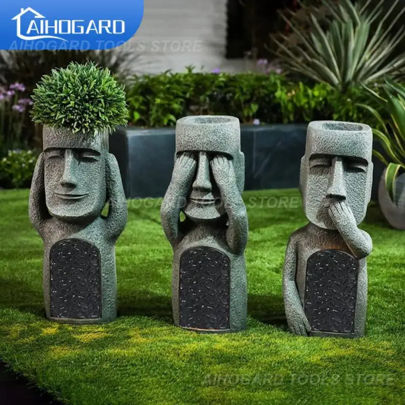 

Statue Planter Face Resin Sculpture Pots For Plants Outdoor Flower Pot Garden Decorative Figurines Home Crafts Display