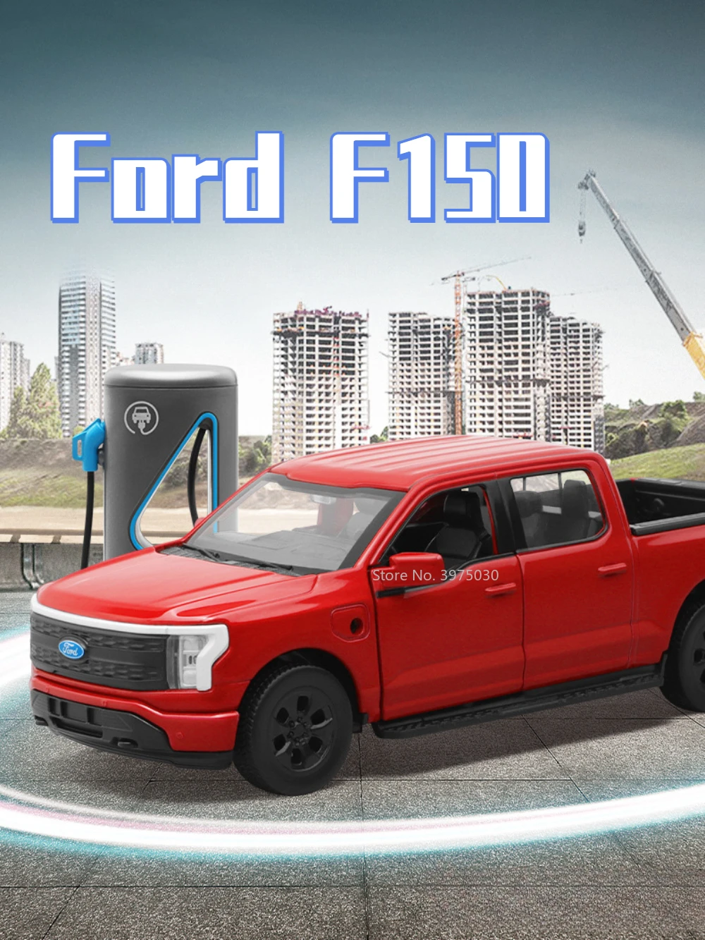 Ford F150 Diecast modelo de carro com som e luz, nova energia Pikcup, alta simulação, brinquedo de coleção puxada para meninos, 1:36, 2022