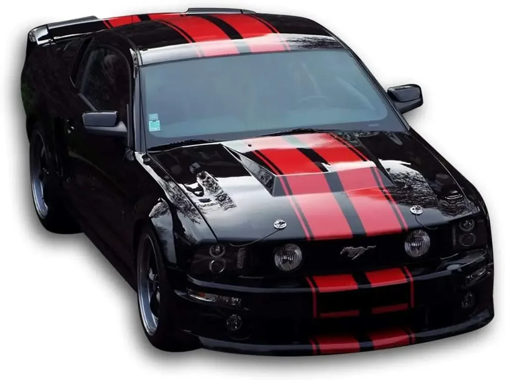 Bubbles Designs Decal Sticker Graphic Front to Back Stripe Kit Compatible with Ford Mustang GT 2005 2010 2011 2012 2014