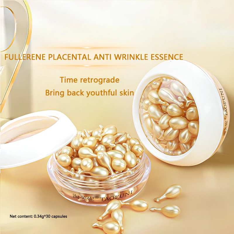 Fullerene placenta capsule essence Hydrating oil control, anti-wrinkle and anti-oxidation Portable capsule