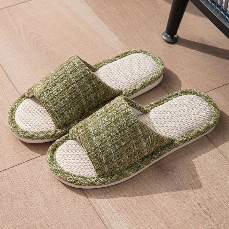 

Linen Women Slippers House Flats Four Seasons Luxury Designer Shoes Girls Gift New Summer Indoor Slides Non-Slip Floor Soft Sole