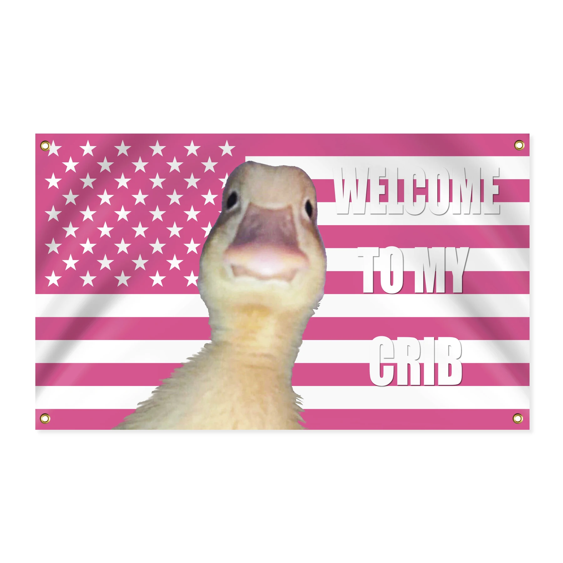 Duck Pink American flag WELCOME TO MY CRIB Party Supplies Yard Signs Home Decor Hanging Poster for College Room Man Cave Welcome