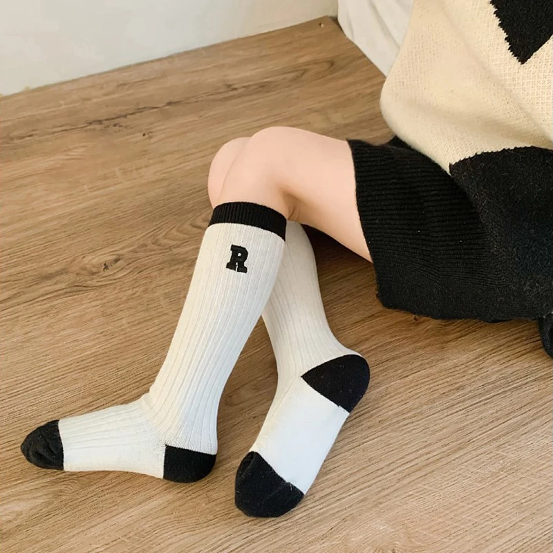 Children School White Black Stripes Sport Socks Korean Knee High Long Stockings for Children Kids Boys Girls Baby Stuff Clothes