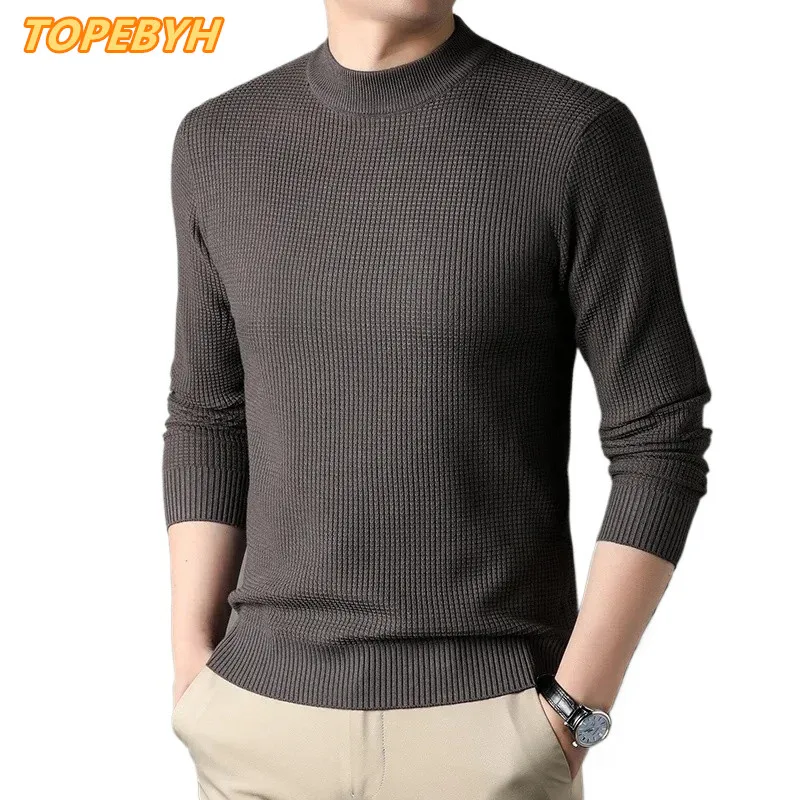 Men's Pullover  Jacquard Medium Knitted Sweater Men's Solid Color Comfortable Casual Sweater