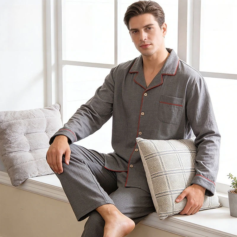 Men's Premium 100% Cotton Loungewear Pajama Set, Soft Breathable Moisture-Wicking Sleepwear Button Front Shirt & Relaxed Pants