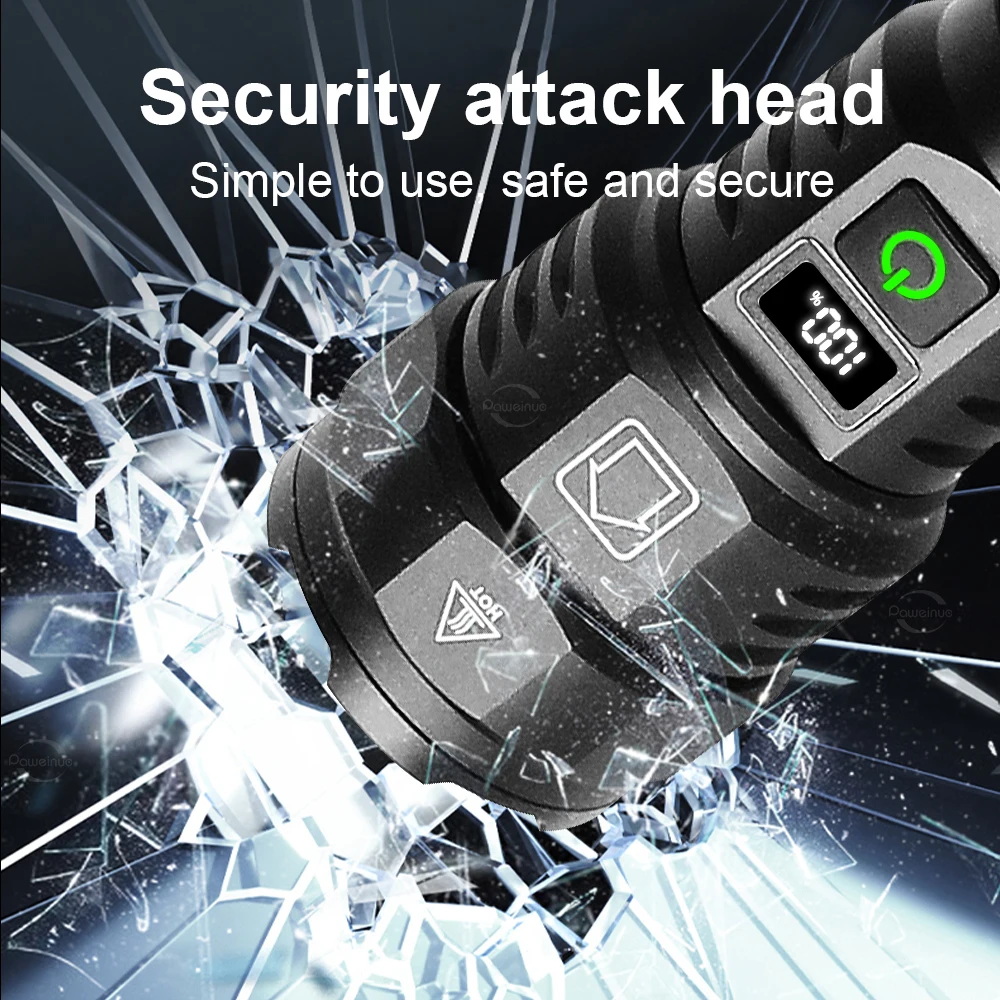 10000000LM Most Powerful Flashlight Type-C Rechargeable Torch 5 Modes Tactical High Power LED Flashlight 3500M Camping Lantern