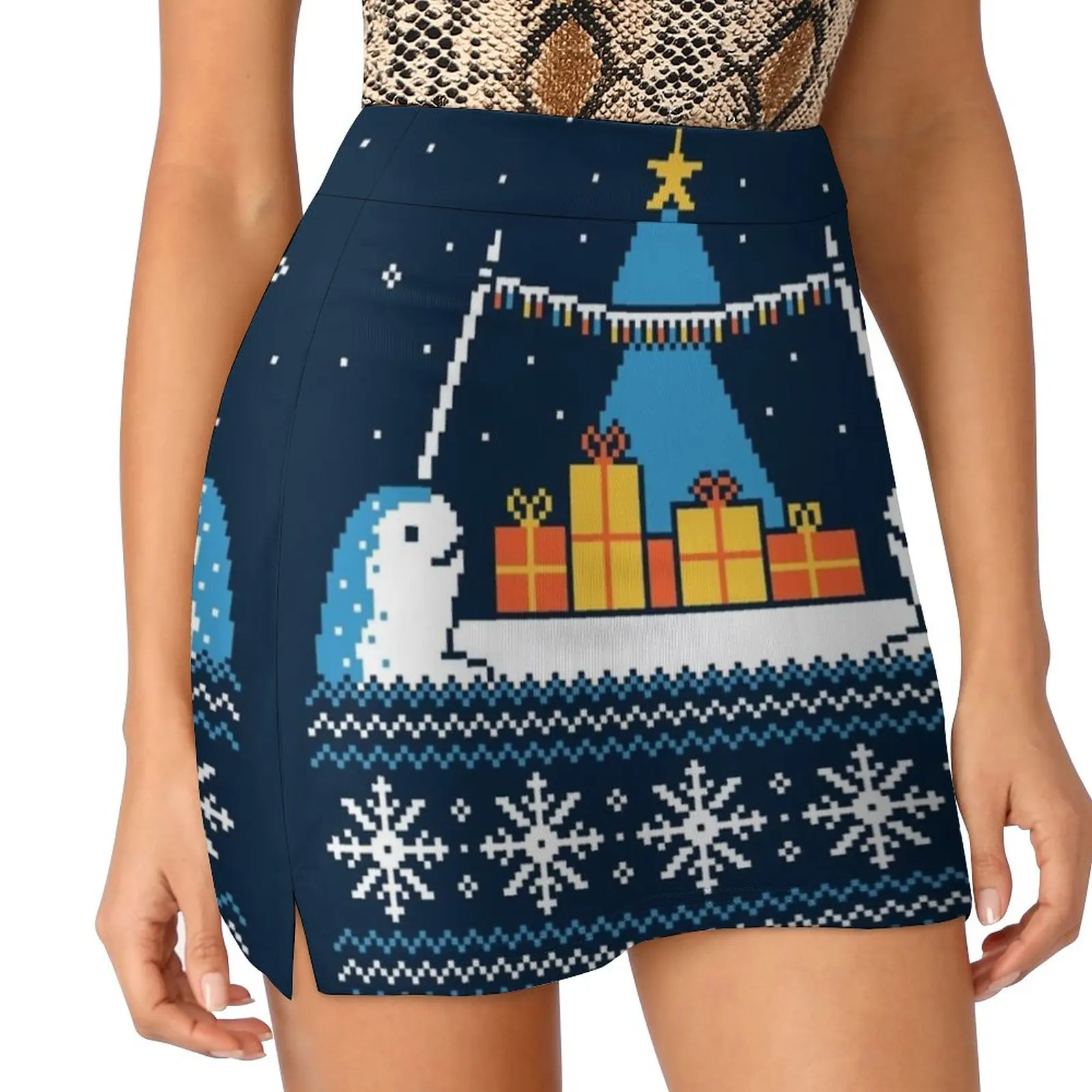 Christmas Narwhals Women's skirt Aesthetic skirts New Fashion Short Skirts Narwhal Animal Winter Cute Ocean Arctic Christmas