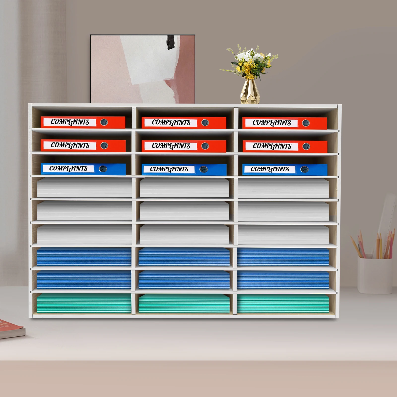 

Desktop Literature Organizer, Adjustable File Sorter, Mail Center Magazine Holder