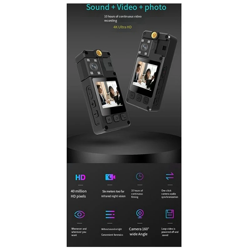 Top-NEW A38 4K Sports Camera Law Enforcement Recorder HD 1296P Infrared Night Vision Multi-Language Voice Recorder