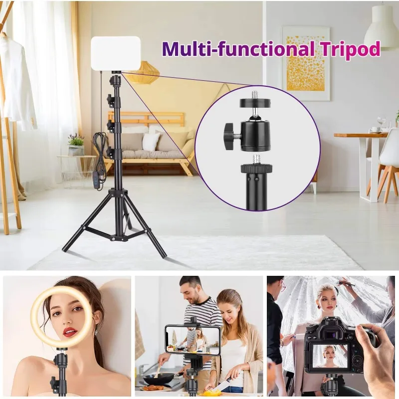 Video Recording Live Streaming Make up Vlogging RGB Photography Lighting Studio Lights with Adjustable Tripod Stand