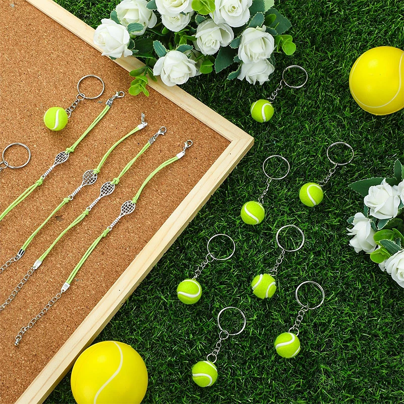 1 Piece Mini Metal Tennis Ball Keychain Pendant Car Keyring Sports Key Chain For Teenager Fan Love Sports Gifts