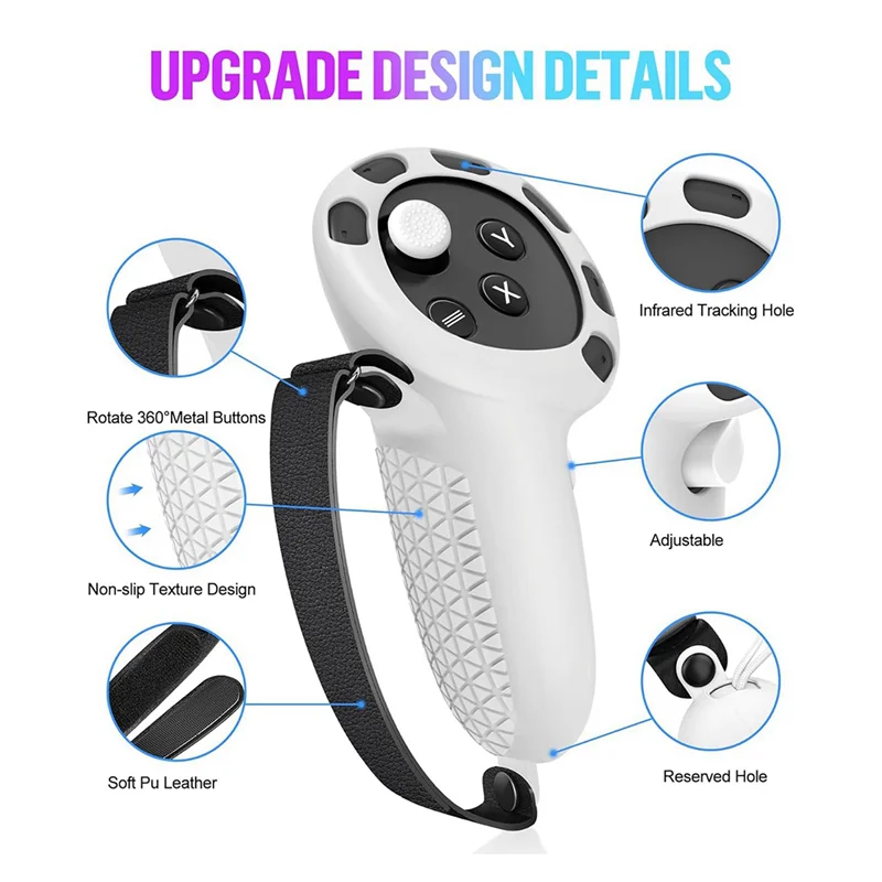 

4X For Meta Quest 3 Protective Cover Handle Controller Grips,Front Shell Headset Cover And Face Cover,White-AB01