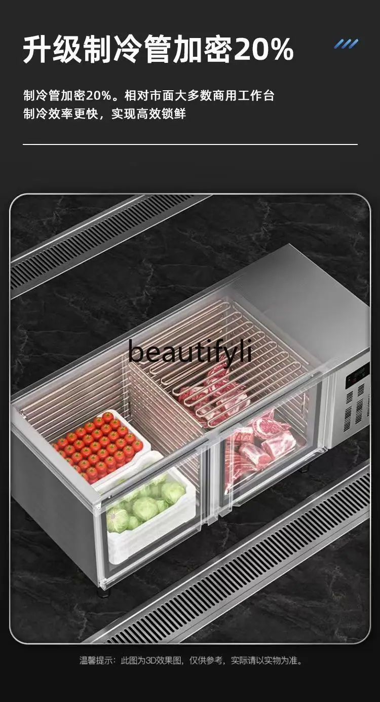 Stainless Steel Dual Temperature Cabinet Workbench Freezer Kitchen Bedroom Operation Table Fresh Preservation Freezing