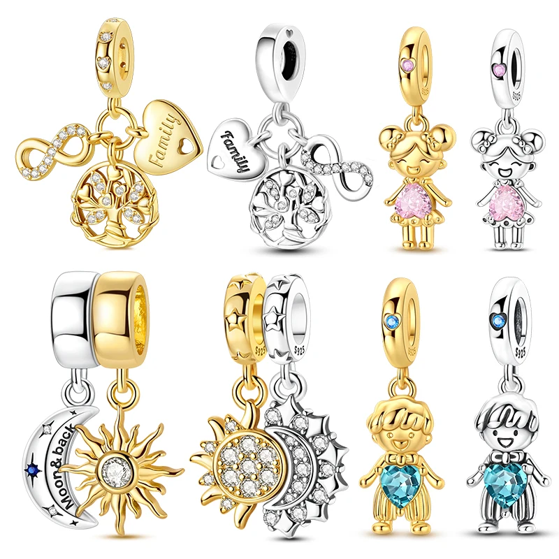 Original 925 Silver Two-Tone Design For Boys And Girls Charms Beads Fits 3mm Bracelet For Women DIY Pendants Luxury Jewelry Gift