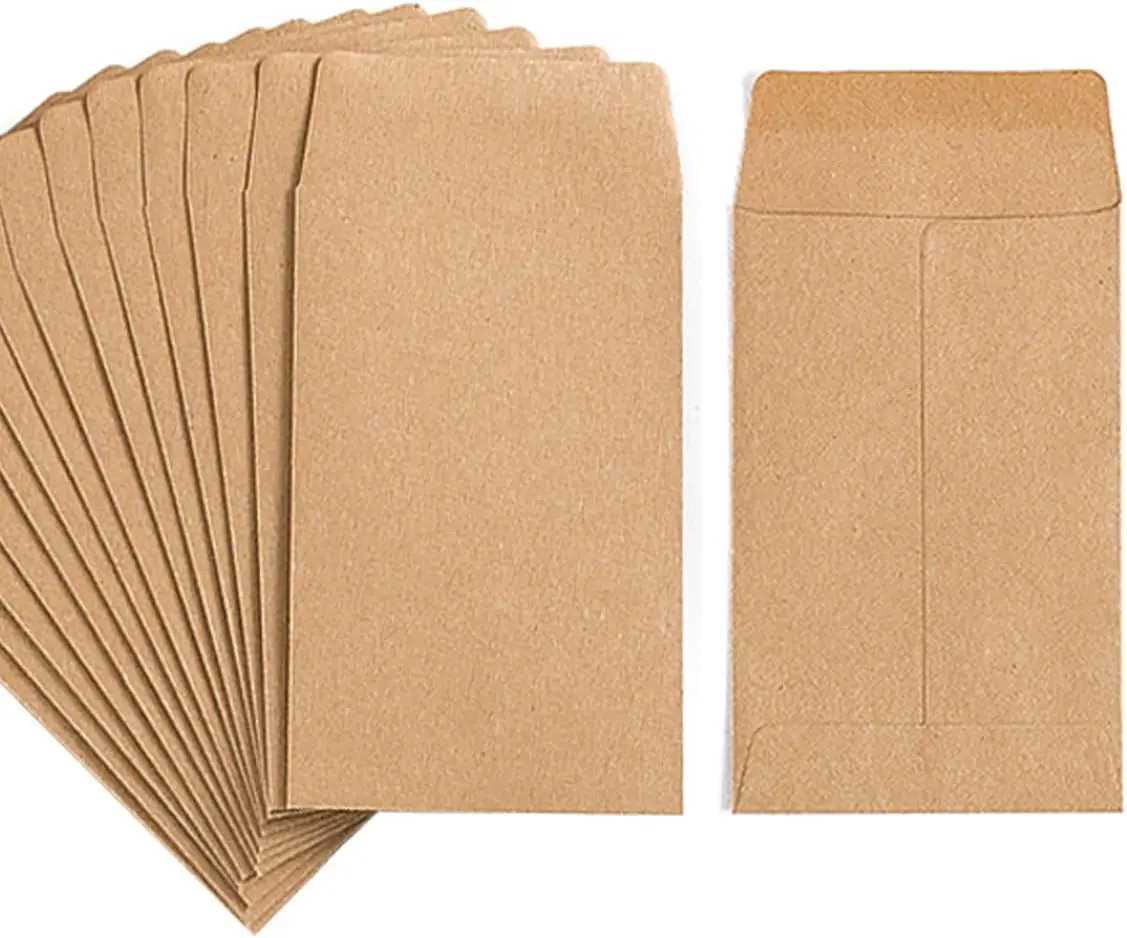 

1000 Pack Self-Adhesive Coin Envelopes, Kraft Paper Small Parts Storage for Seeds, Stamps, Coins, Office or Wedding Gift