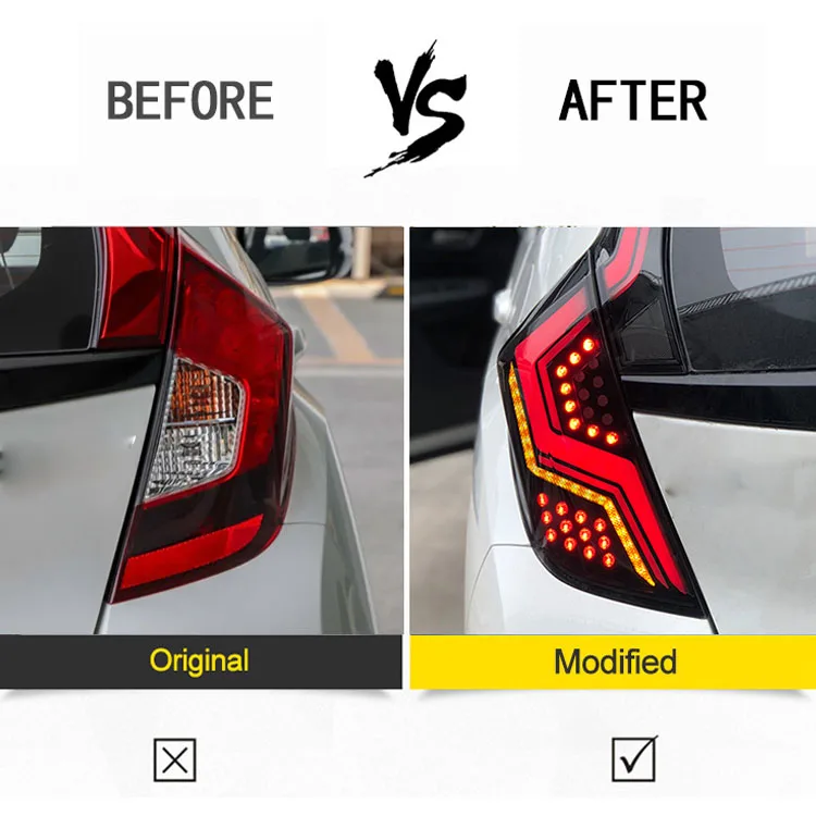 DK Motion Modified LED Tail Lights For Honda Jazz Tail Lamps For Honda Fit 2014 - 2018 Rear Lamp Assembly