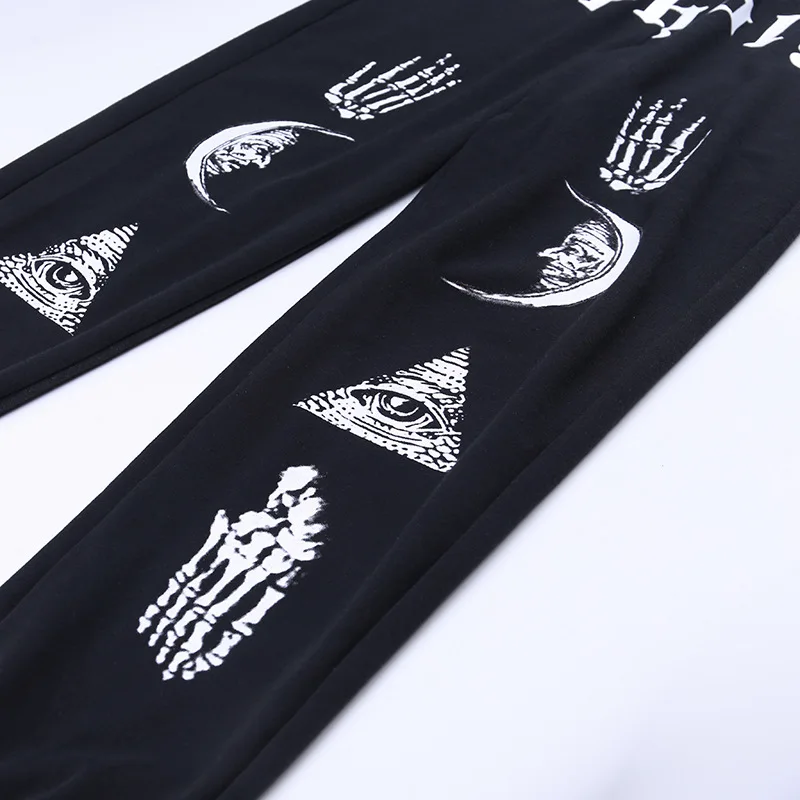 2019 Punk Grunge Gothic pant Harajuku Pentagram pant  Long Sleeve Autumn Hollow Out Patchwork trouser  Vintage