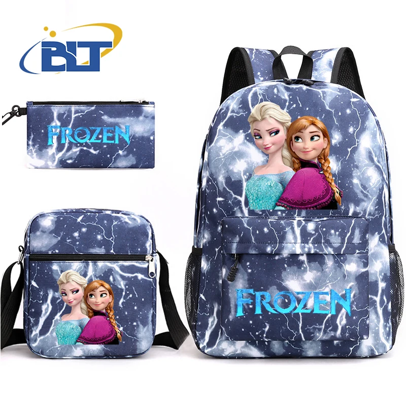 MINISO Frozen printed student school bag set children's shoulder bag backpack pencil case three-piece set