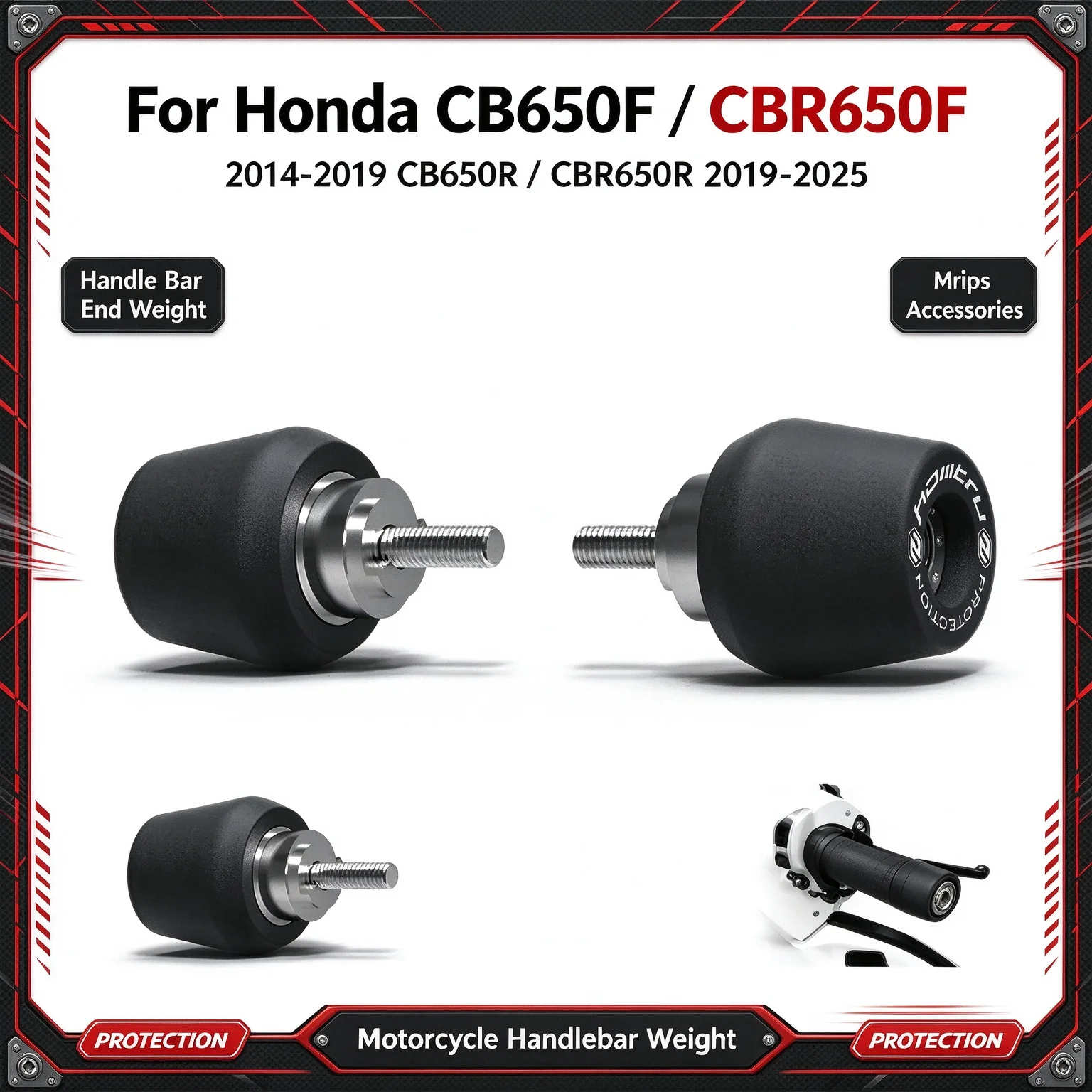 For Honda CB650F CBR650F 2014-2019 / CB650R CBR650R 2019-2024 2025 Motorcycle Handle Bar End Weight Grips Cap Moto Accessories