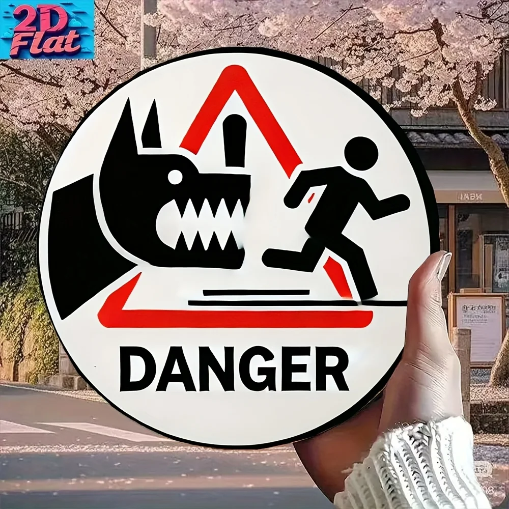 Danger Dog Threat Metal Sign 2D Flat 20.32x20.32cm Round Weather-Resistant for Home Garage Farmhouse Decor
