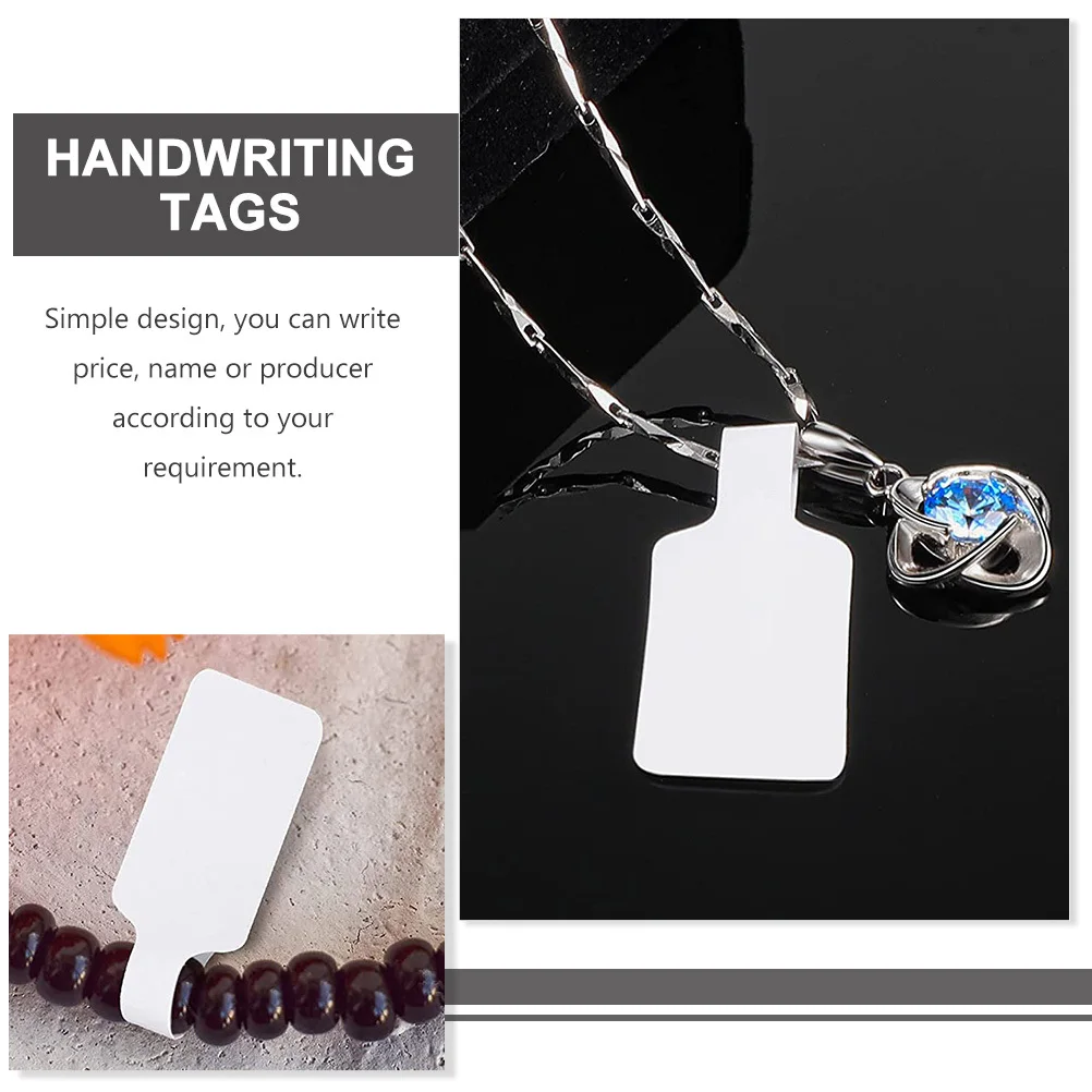 

100Pcs Anti-Tamper Price Tags Jewelry Identification Labels Premium Paper Self-Adhesive Hanging Stickers for Rings Necklaces