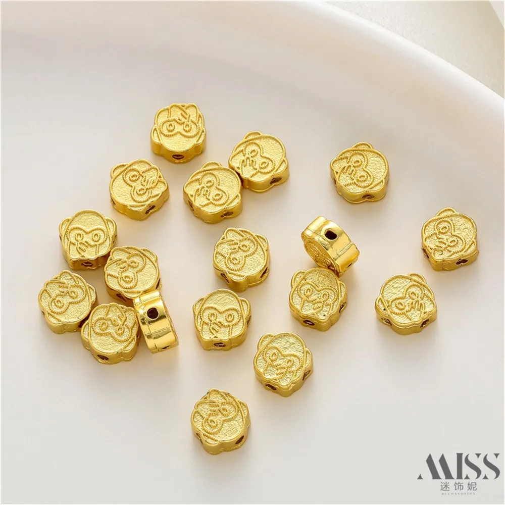 

18K Sand Gold Cover Mouth Little Monkey Cross Bead Partition DIY Accessories Loose Beads Handmade Bracelet Necklace Jewelry