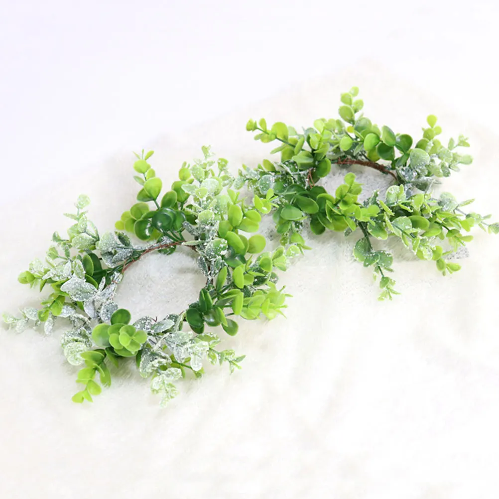 

4pcs Artificial Eucalyptus Ring Lantern Tea Lights Garland Wreath Greenery Leaf Decor Christmas Table Home