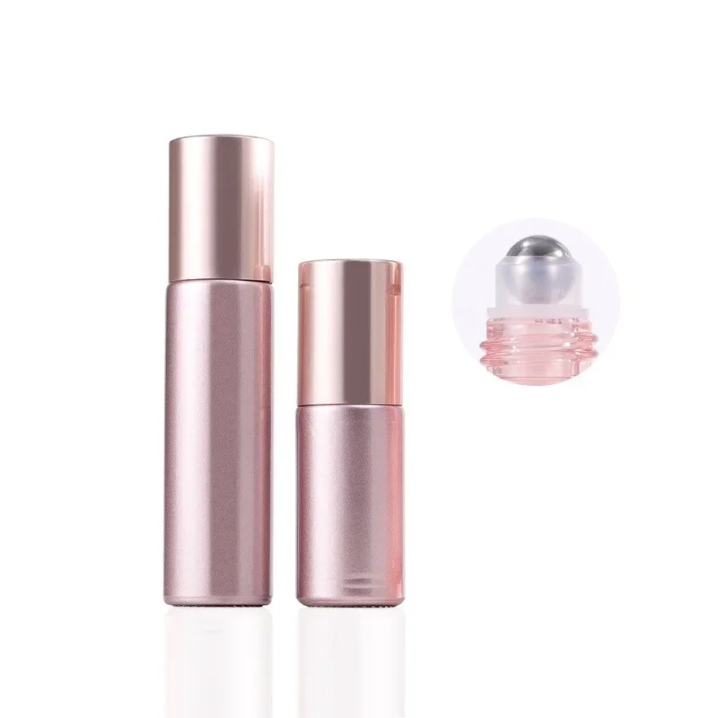 2pcs 5/10ml rosige Rolle auf ätherischen Öl Parfüm Glasflaschen einfachen Stil kosmetische Reise behälter Schönheits salon DIY Großhandel