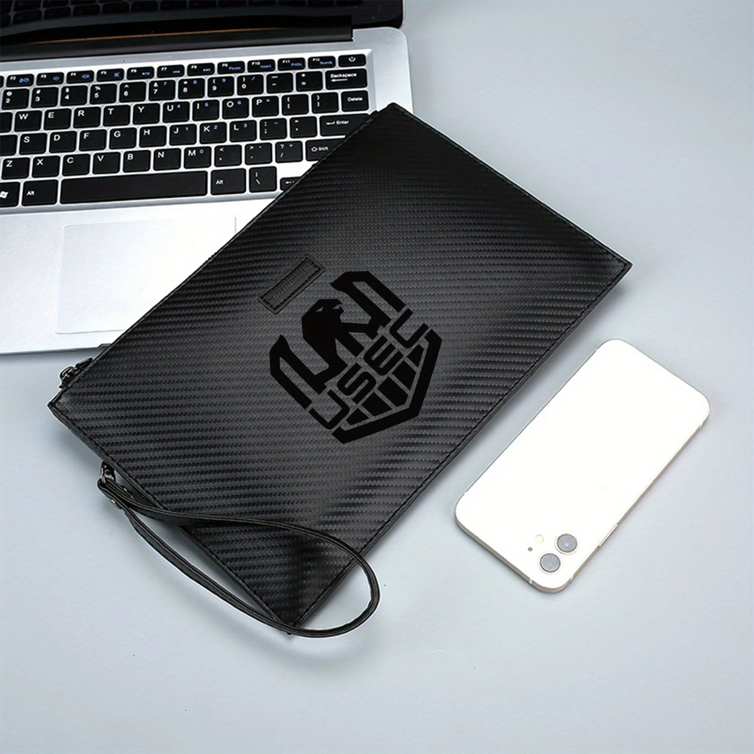 شعار النسر مع نص USEC حقيبة يد رجالية أنيقة مطبوعة من البولي يوريثان عصرية وعملية للحمل اليومي