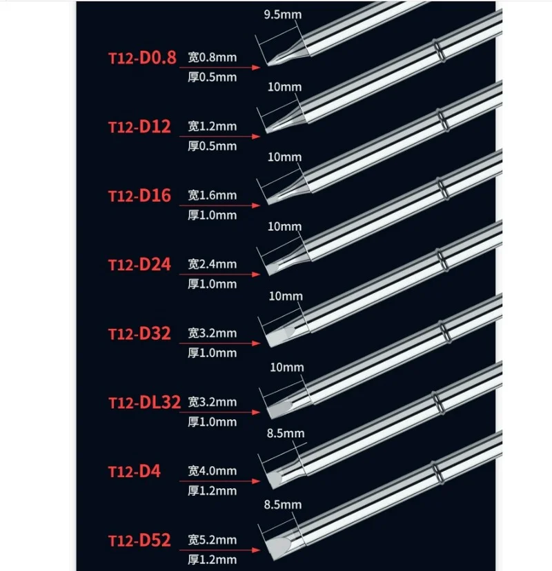 T12-K KU B2 BC2 C4 C1 I ILS JL02 D24 KF T12 Series Electric Soldering Iron Tips For Hakko fx951 STC DIY Soldering Station Kits