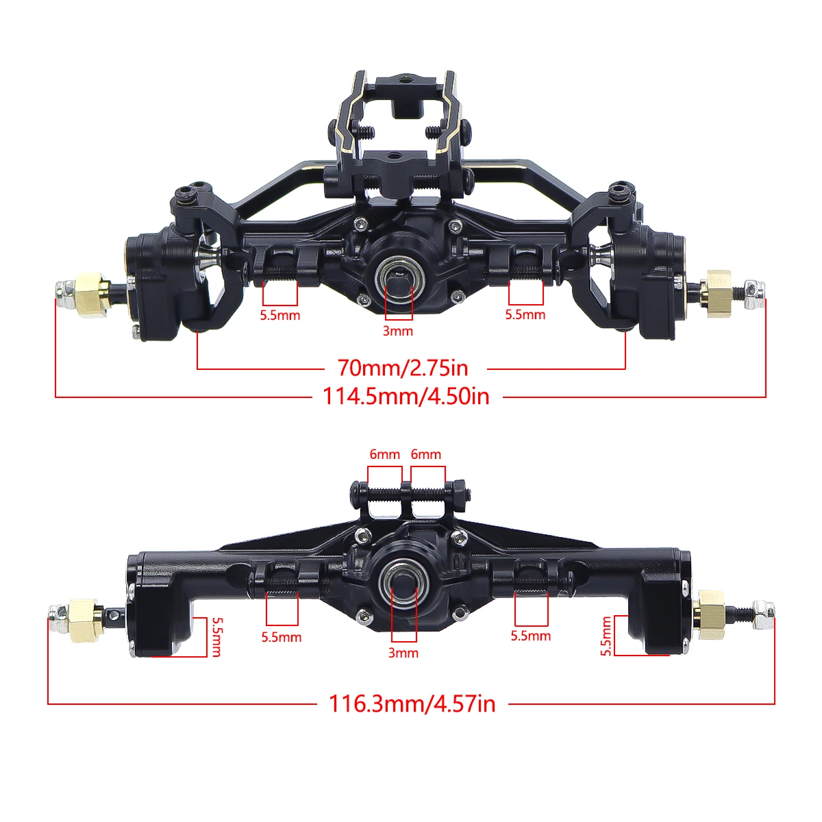 TRX4M Brass Black Coating Front Rear Portal Axle Upgrade Ground Clearance + 5.5MM For 1/18 RC Crawler TRX4-M Metal Upgrade Parts