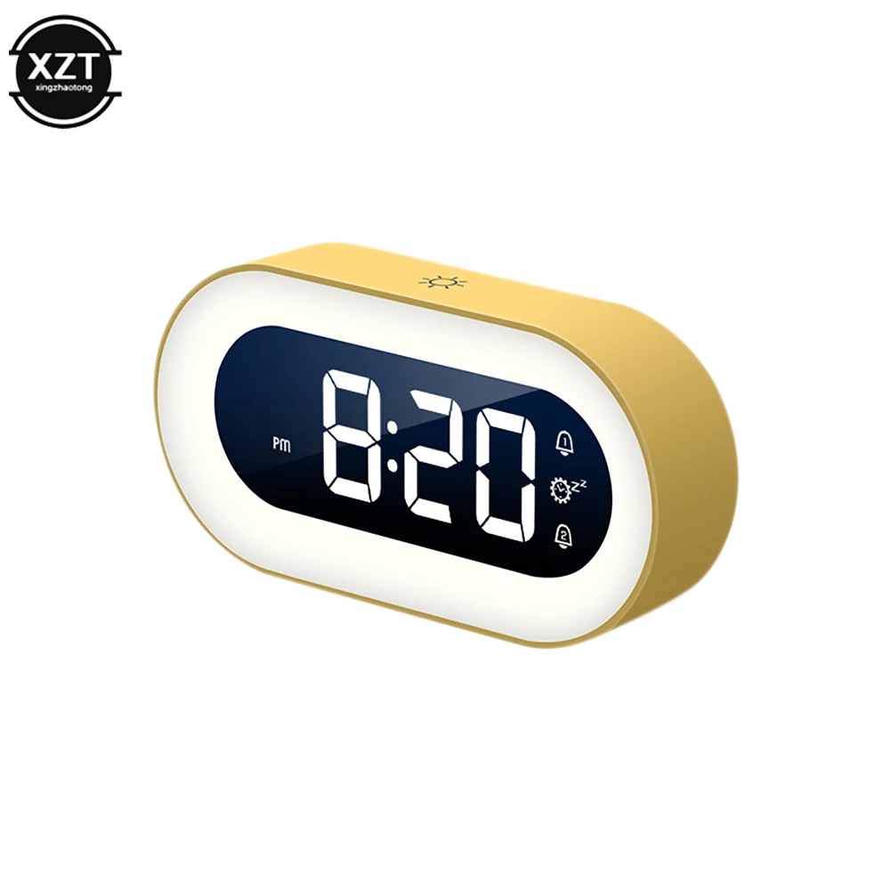 Music LED Digital Alarm Clock Voice Control Night Light Design Desktop Electronic Clocks Home Bedroom Decoration Builtin Bedside