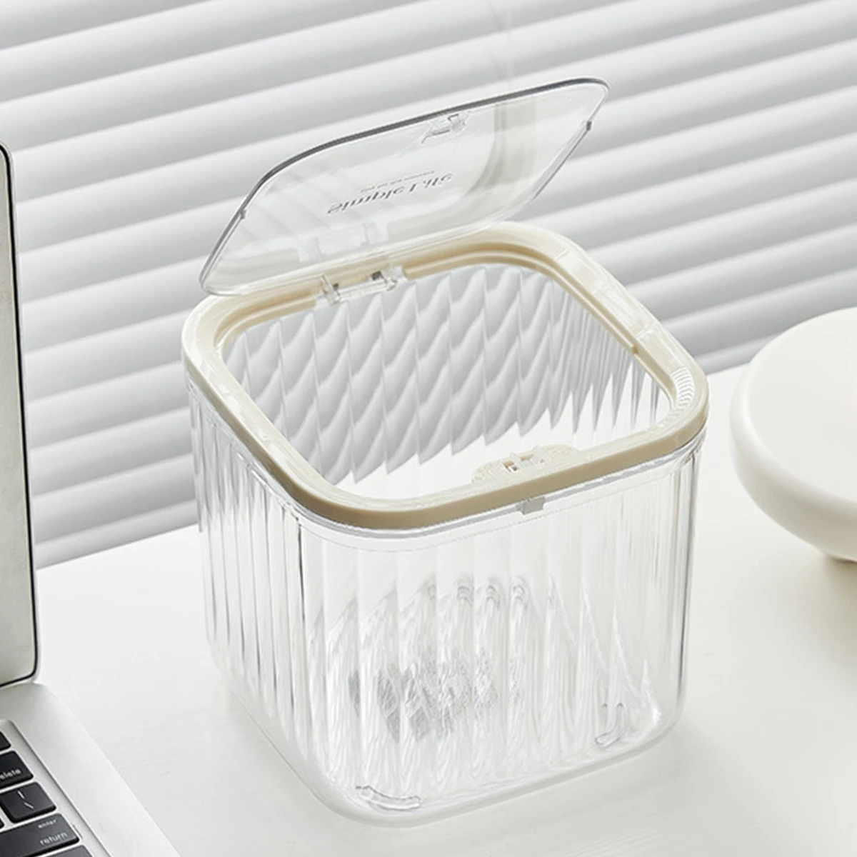 Press Type Mini Desktop Trash Can Transparent High Beauty Desktop Paper Basket Household Student Dormitory Storage Bucket
