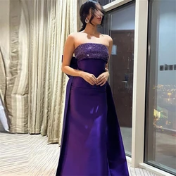 Fashion Regency Strapless Beading Mermaid Satin Formal Prom Dresses Bow Floor-Length Women Evening Party Dress فساتين السهرة