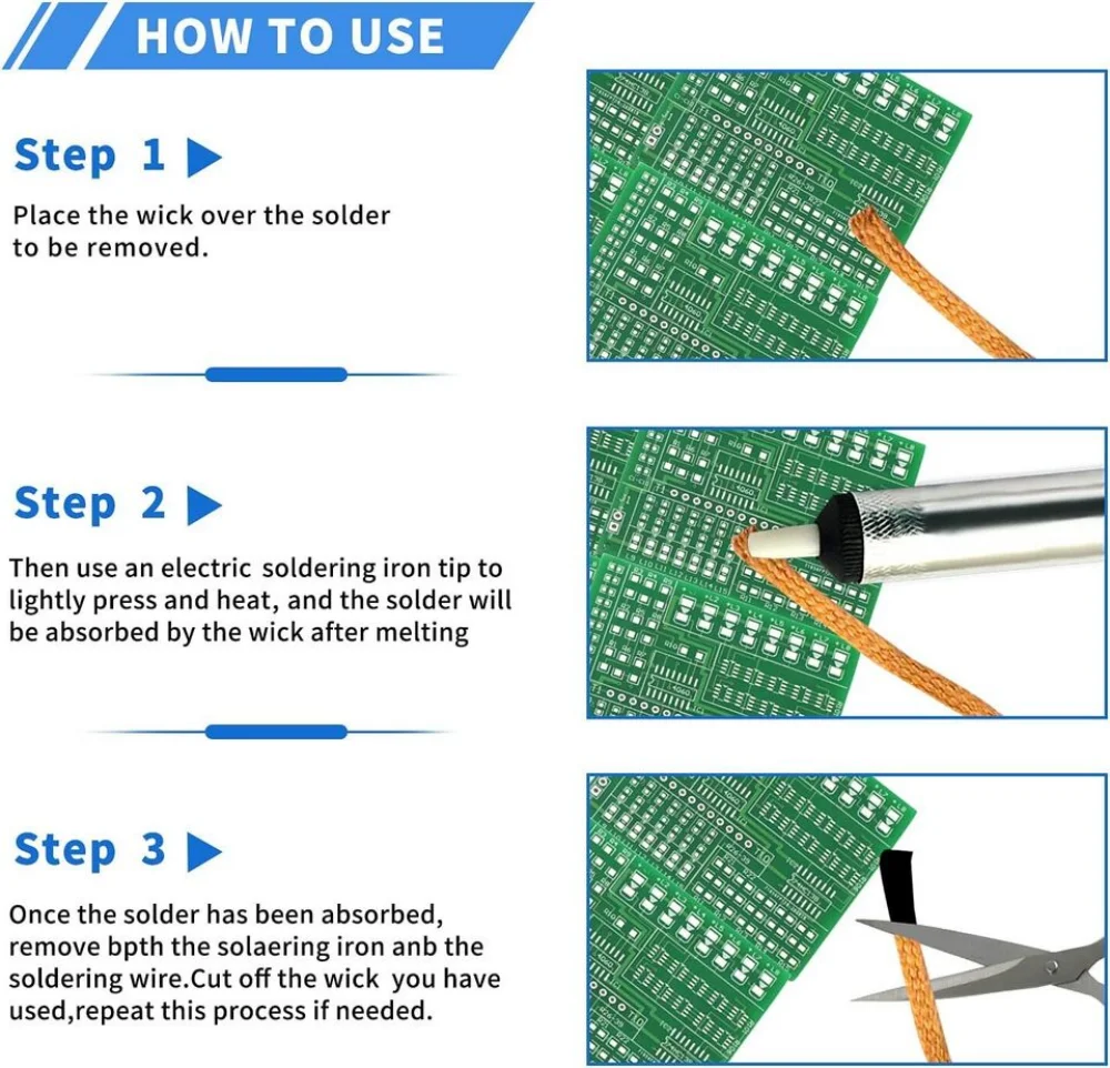 5 PCS Desoldering Wire 1.0/1.5mm Braid Soldering Mesh Welding Parts Low Residue No-Clean Solder Tin Remover Tool