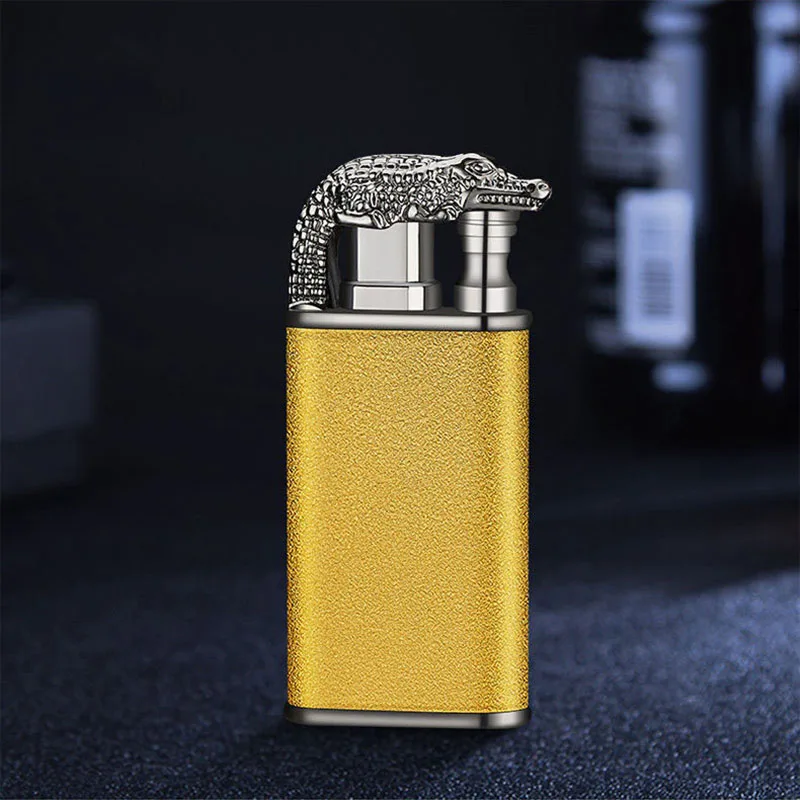 Hot Turbo Windproof Butane Gas Blue Flame High Power Metal Lighter Outdoor LED Light Barbecue Kitchen Cigar Lighter Men\'s Gifts