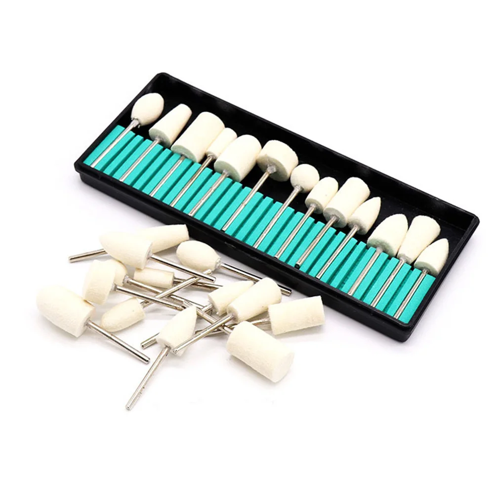 12 Uds. Cabezales de molienda de lana, brocas pulidoras de uñas Premium para manicura segura, herramienta de rebabas abrasivas duraderas